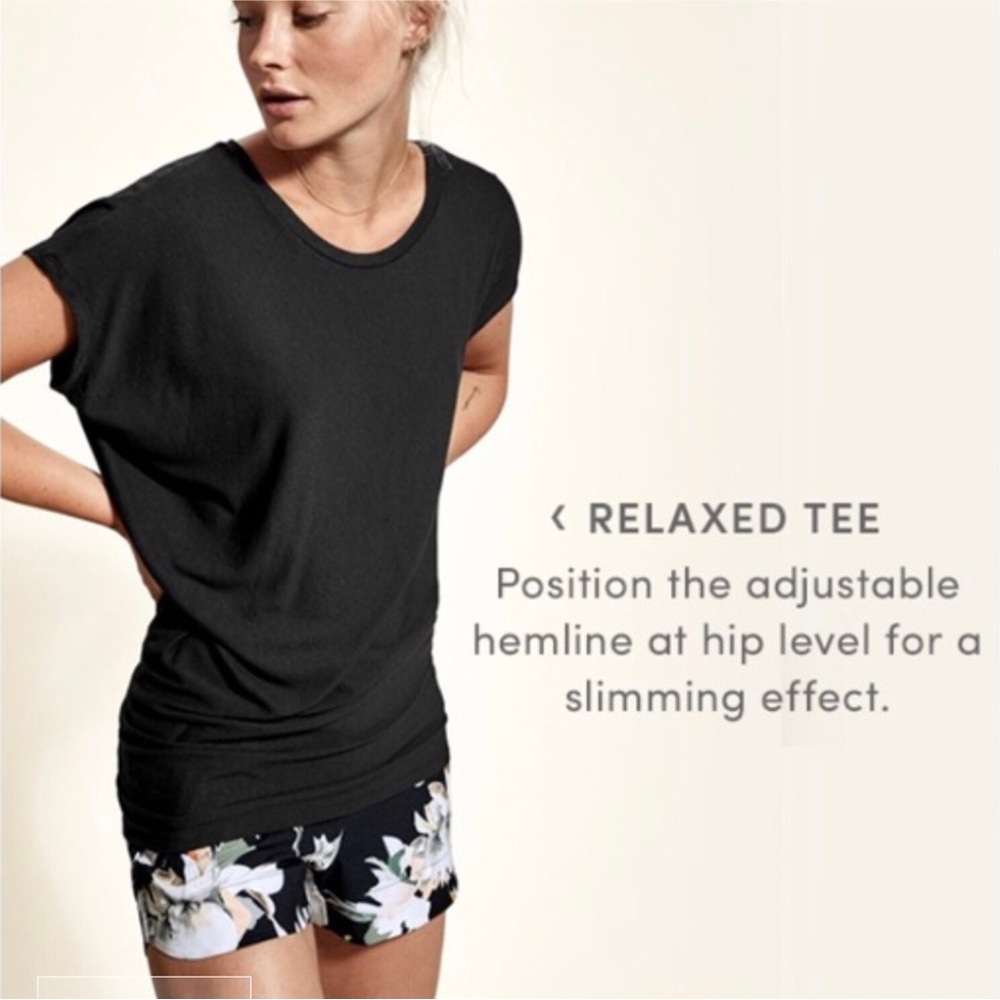 Athleta Black Threadlight Asymmetric Relaxed Tee